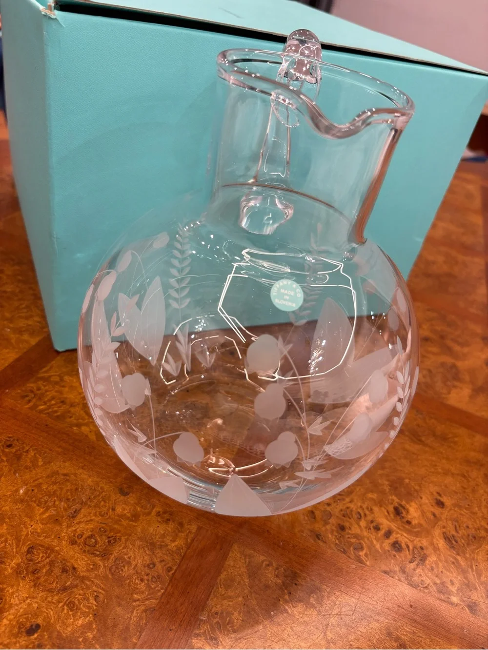 Tiffany & Co. Lilly of the Valley 90oz Etched Clear Glass Pitcher